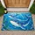 Blue Whale Pair Swimming Through Ocean Waves for Calm Coastal Living and Sea Life Lovers Doormat - 1