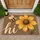 Golden Bee And Yellow Chrysanthemum Hi Greeting For Cheerful Springtime Home Style Doormat - 1
