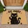 Black Cat Holding a Knife with Go Away Quote for Quirky Halloween Home Entryway Doormat - 1