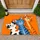 Three Cartoon Cats on Vivid Orange for Playful Cat Lover Spaces and Cozy Home Entryways Doormat - 1