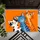 Three Cartoon Cats on Vivid Orange for Playful Cat Lover Spaces and Cozy Home Entryways Doormat - 5