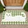 White Stretching Cat on Green Gingham for Cozy Cat Lover Entryways and Pet Homes Doormat - 1