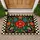 Vintage Floral Bouquet with Checkerboard Border for Eclectic Cottage Entryway Style Doormat - 1