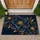 Navy Gold Floral Blooms for Elegant Bathroom Refresh and Relaxing Home Style Doormat - 1