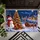 Snowman, Santa Sleigh, Reindeer & Cabin Christmas Scene for a Cozy Winter Holiday Home Doormat - 5