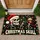 Santa Hat Skull and Skeletons for Spooky Christmas Celebrations and Holiday Home Style Doormat - 1