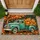 Vintage Teal Pickup Truck with Pumpkins for Cozy Autumn Harvest Seasonal Home Decor Doormat - 1