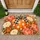 Polka Dot Pumpkin and Buffalo Plaid Bow and Peonies for Fall Thanksgiving Home Decor Doormat - 1