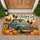 Teal Vintage Pickup Truck with Roosters and Pumpkins for Cozy Autumn Farmhouse Decor Doormat - 1