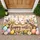 White Easter Bunny With Pastel Eggs and Wildflowers for Spring Holiday Cheer Doormat - 1