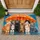 Colorful Kittens Under an Orange Umbrella for Cozy Rainy Day Cat Lover Spaces Doormat - 1