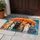 Colorful Kittens Under an Orange Umbrella for Cozy Rainy Day Cat Lover Spaces Doormat - 4