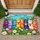 Eight Colorful Cats Holding Hearts in a Spring Garden for Cheerful Cat Lover Homes Doormat - 1