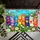 Eight Colorful Cats Holding Hearts in a Spring Garden for Cheerful Cat Lover Homes Doormat - 5