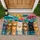 Seven Colorful Umbrellas and Expressive Cats for Rainy Day Cat Lovers Doormat - 1