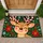 Cheerful Reindeer With Striped Antlers for Cozy Christmas Home Decorating and Winter Cheer Doormat - 1