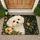 White Maltese Puppy with Golden Botanicals for Cozy Cottage Entryway Decor for Pet Lovers Doormat - 1