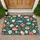 Navy Blue Fish, Seashell and Botanical Motifs for Coastal Home Style and Ocean Lovers Doormat - 1