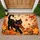 Black Cat Among Autumn Leaves for Cozy Fall Home Decor and Cat Lovers Indoors Doormat - 1