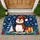 Blue Plaid Penguin Christmas Scene for Festive Winter Entryway Decorating All Season Doormat - 1