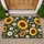 Navy Sunflower And Daisy Blooms For A Cheerful Farmhouse Entryway Welcome Doormat - 1