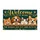 Four Pets Welcome Home Teal Woodgrain Entryway Scene for Dog and Cat Lovers and Families Doormat - 6