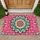 Vibrant Teal And Coral Mandala For Colorful Bohemian Entryway Home Decor Doormat - 1