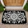 Black And White Baroque Floral Medallion For Elegant Entryway And Classic Home Style Doormat - 1