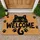 Black Cat Welcome Paw Prints for a Cozy Cat Lover Home Entrance and Pet-Friendly Living Doormat - 1