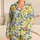 Lemon And Blue Leaf Botanical Motifs For Sunny Summer Lounging Satin Pajamas Set - 1
