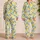 Lemon And Blue Leaf Botanical Motifs For Sunny Summer Lounging Satin Pajamas Set - 2