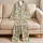Pixel Floral Greenery and Orange Blossoms for Fresh Summer Lounging at Home Satin Pajamas Set - 5