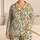 Pixel Floral Greenery and Orange Blossoms for Fresh Summer Lounging at Home Satin Pajamas Set - 1