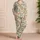 Pixel Floral Greenery and Orange Blossoms for Fresh Summer Lounging at Home Satin Pajamas Set - 4
