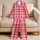 Red Pink Gingham Checks for Cozy Summer Evenings and Relaxed Home Comfort Satin Pajamas Set - 5