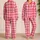 Red Pink Gingham Checks for Cozy Summer Evenings and Relaxed Home Comfort Satin Pajamas Set - 2