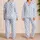 Lavender Hearts and Blue Stripes for Cozy Evenings and Relaxed Lounging at Home for Her Satin Pajamas Set - 2
