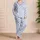 Lavender Hearts and Blue Stripes for Cozy Evenings and Relaxed Lounging at Home for Her Satin Pajamas Set - 4