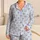 Lavender Hearts and Blue Stripes for Cozy Evenings and Relaxed Lounging at Home for Her Satin Pajamas Set - 1