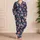 Navy Tiger and Cat Motifs for Cozy Holiday Lounging and Everyday Comfort at Home Satin Pajamas Set - 4