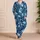 Blue Floral Blossoms for Springtime Cheer, Cozy Evenings and Relaxing at Home Satin Pajamas Set - 4