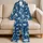 Blue Floral Blossoms for Springtime Cheer, Cozy Evenings and Relaxing at Home Satin Pajamas Set - 5