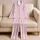 Soft Pink And White Stripes For Sweet Weekend Lounging And Cozy Morning Style Satin Pajamas Set - 5
