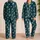 Teal Plaid Lightning Bolts for Cozy Evenings and Bold Everyday Lounging at Home Satin Pajamas Set - 2