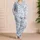 Blue Conch Shells and Starfish for Cozy Coastal Nights and Seaside Getaways Satin Pajamas Set - 4