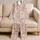 Coral Mint Butterfly Motifs for Cozy Evenings and Relaxed At-Home Lounging Style Satin Pajamas Set - 5