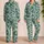 Teal Palm Leaves and Tropical Blooms for Relaxed Island Getaways and Coastal Lounging Satin Pajamas Set - 2