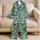Teal Palm Leaves and Tropical Blooms for Relaxed Island Getaways and Coastal Lounging Satin Pajamas Set - 5