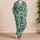 Teal Palm Leaves and Tropical Blooms for Relaxed Island Getaways and Coastal Lounging Satin Pajamas Set - 4