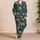 Golden Daisy and Vine Motifs for Refined Tropical Getaways and Relaxed Evenings Satin Pajamas Set - 4
